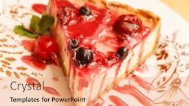  Presentation with cheesecake - Beautiful slide deck featuring cheesecake with berries backdrop and a coral colored foreground