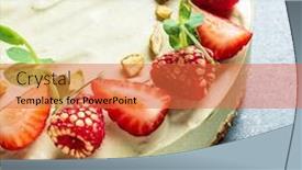  Presentation with cheesecake - Presentation theme consisting of cheesecake-with-berris-and-chocolate background and a red colored foreground