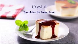  Presentation with cheesecake - Audience pleasing presentation consisting of cheesecake-with-berry-fruit-sauce backdrop and a sky blue colored foreground