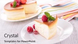  Presentation with cheesecake - Presentation design enhanced with cheesecake with berry fruit background and a light gray colored foreground