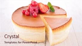  Presentation with cheesecake - Presentation theme having cheesecake with berry fruit background and a lemonade colored foreground
