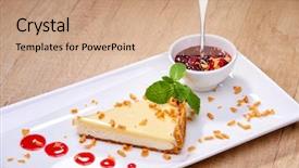  Presentation with cheesecake - Presentation theme featuring cheesecake with berry sauce background and a coral colored foreground