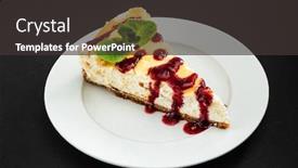  Presentation with cheesecake - Slide set with cheesecake-with-berry-sauce background and a dark gray colored foreground