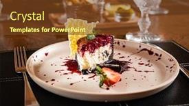  Presentation with cheesecake - PPT theme with cheesecake-with-berry-sauce background and a tawny brown colored foreground