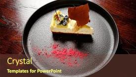 Presentation with cheesecake - Presentation theme enhanced with cheesecake-with-blueberries-and-chocolate background and a tawny brown colored foreground