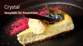  Presentation with cheesecake - Theme featuring cheesecake-with-blueberries-and-chocolate background and a wine colored foreground