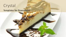  Presentation with cheesecake - Audience pleasing slides consisting of cheesecake with chocolate backdrop and a yellow colored foreground
