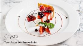  Presentation with cheesecake - Amazing presentation design having cheesecake-with-fresh-strawberries backdrop and a soft green colored foreground