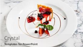  Presentation with cheesecake - Slide deck featuring cheesecake-with-fresh-strawberries background and a light gray colored foreground