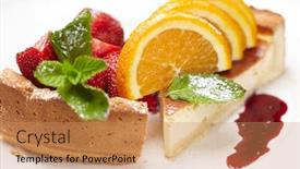  Presentation with cheesecake - Amazing presentation design having cheesecake with fruits backdrop and a coral colored foreground