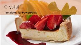  Presentation with cheesecake - Slide deck enhanced with cheesecake with fruits background and a gold colored foreground