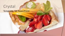  Presentation with cheesecake - Colorful presentation theme enhanced with cheesecake with fruits backdrop and a yellow colored foreground