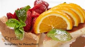  Presentation with cheesecake - Slide set featuring cheesecake with fruits background and a gold colored foreground