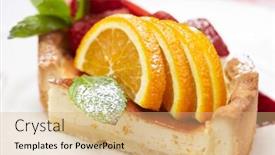  Presentation with cheesecake - Audience pleasing slides consisting of cheesecake with fruits backdrop and a coral colored foreground