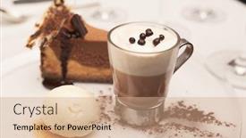  Presentation with cacao - Presentation theme enhanced with cheesecake with natural vanilla ice-cream and hot cacao background and a coral colored foreground