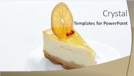  Presentation with cheesecake - Slide set with cheesecake-with-orange-on-white background and a sky blue colored foreground