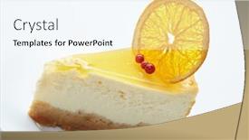  Presentation with cheesecake - Theme enhanced with cheesecake-with-orange-on-white background and a sky blue colored foreground