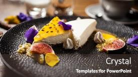  Presentation with cheesecake - Slides featuring cheesecake-with-passionfruit-fig background and a tawny brown colored foreground