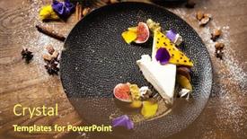  Presentation with modern food - Cool new PPT layouts with cheesecake-with-passionfruit-fig backdrop and a tawny brown colored foreground