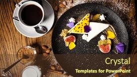  Presentation with modern food - Amazing PPT theme having cheesecake-with-passionfruit-fig backdrop and a tawny brown colored foreground
