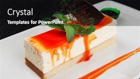  Presentation with cheesecake - PPT theme enhanced with cheesecake-with-sauce-caramel-chocolate background and a black colored foreground