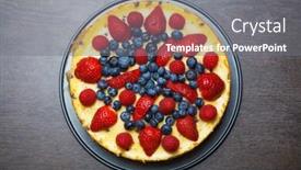  Presentation with blueberries - Cool new slide set with cheesecake-with-strawberries-and-blueberries backdrop and a gray colored foreground