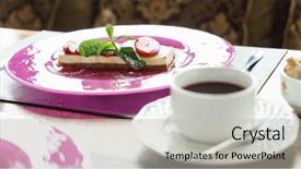  Presentation with cheesecake - Cool new slide deck with cheesecake with strawberries backdrop and a light gray colored foreground