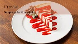 Presentation with cheesecake - Presentation theme having cheesecake with strawberry sauce background and a coral colored foreground