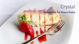  Presentation with cheesecake - Presentation theme featuring cheesecake-with-strawberry background and a sky blue colored foreground
