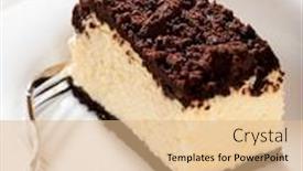  Presentation with cheesecake - Theme featuring chocolate cake is placed - cheesecake background and a coral colored foreground