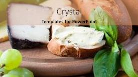  Presentation with herbs - Amazing theme having cheeses-with-baguette-grapes backdrop and a coral colored foreground