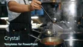  Presentation with pasta sauce - Presentation theme having chef-adding-white-wine background and a wine colored foreground