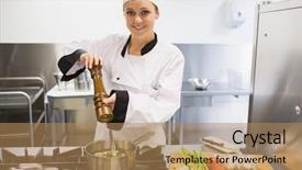  Presentation with pepper - Presentation featuring chef at stove spicing soup background and a  colored foreground