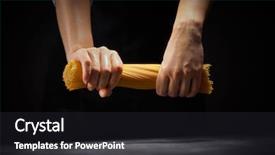  Presentation with spaghetti - Slide set with chef breaking spaghetti with his background and a dark gray colored foreground