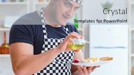  Presentation with cooking chef - Audience pleasing PPT theme consisting of chef cook cooking a meal breakfast dinner in the kitchen backdrop and a lemonade colored foreground