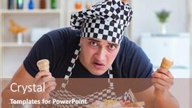  Presentation with cooking chef - Slide deck featuring chef-cook-cooking-a-meal background and a coral colored foreground