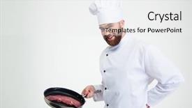  Presentation with cook chef - PPT theme with chef cook holding fresh meat background and a  colored foreground