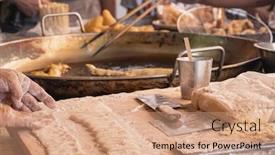  Presentation with thai dessert - Presentation theme having chef-cooking-and-prepare-raw background and a coral colored foreground