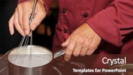  Presentation with cooking chef - Presentation theme featuring chef cooking cream sauce on stove background and a tawny brown colored foreground