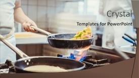  Presentation with cooking fire - Amazing PPT theme having chef-cooking-in-a-restaurant backdrop and a lemonade colored foreground