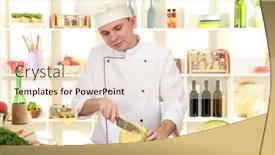  Presentation with cooking chef - Colorful slide deck enhanced with white eggplant in a plate on wooden background backdrop and a gray colored foreground