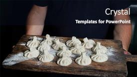  Presentation with cooking chef - Presentation design having chef-cooking-khinkali-and-pinching background and a black colored foreground