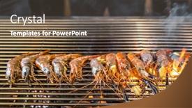  Presentation with prawn - Cool new presentation design with chef cooking of grilled prawn backdrop and a gray colored foreground