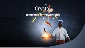  Presentation with cooking chef - Theme featuring chef-cooking-on-black-background background and a wine colored foreground