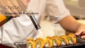  Presentation with fusion - Theme featuring chef-cooking-salmon-foie-gras background and a lemonade colored foreground