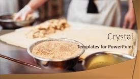  Presentation with pastry chef - Slide set with chef cooking strudel pastry ingredients background and a lemonade colored foreground