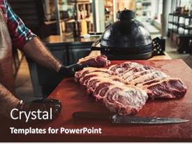 Chef Cutting Beef Steakes PPT template 78 | CrystalGraphics