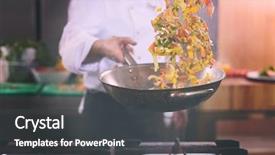  Presentation with chef - Presentation theme consisting of chef flipping vegetables in wok background and a dark gray colored foreground