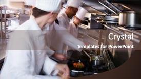  Presentation with little chef - PPT theme featuring chef frying fish background and a tawny brown colored foreground