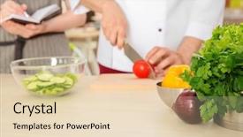  Presentation with cooking chef - Slide deck enhanced with chef giving cooking classes in kitchen background and a lemonade colored foreground